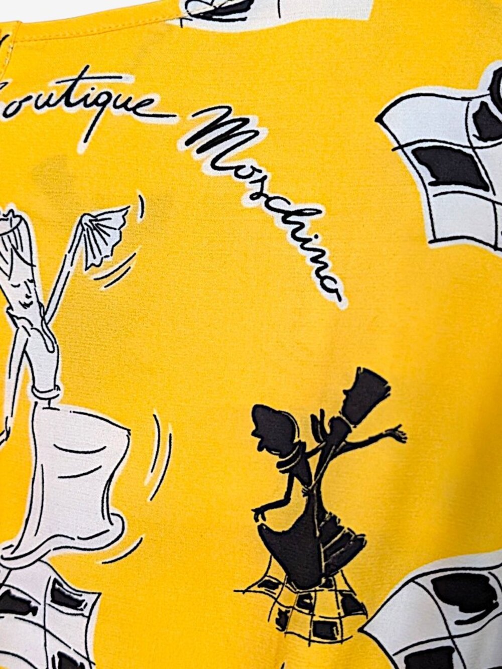 Moschino rare VTG 90's fairy grunge whimsy surrealism art chess yellow dress 6 - Picture 7 of 15